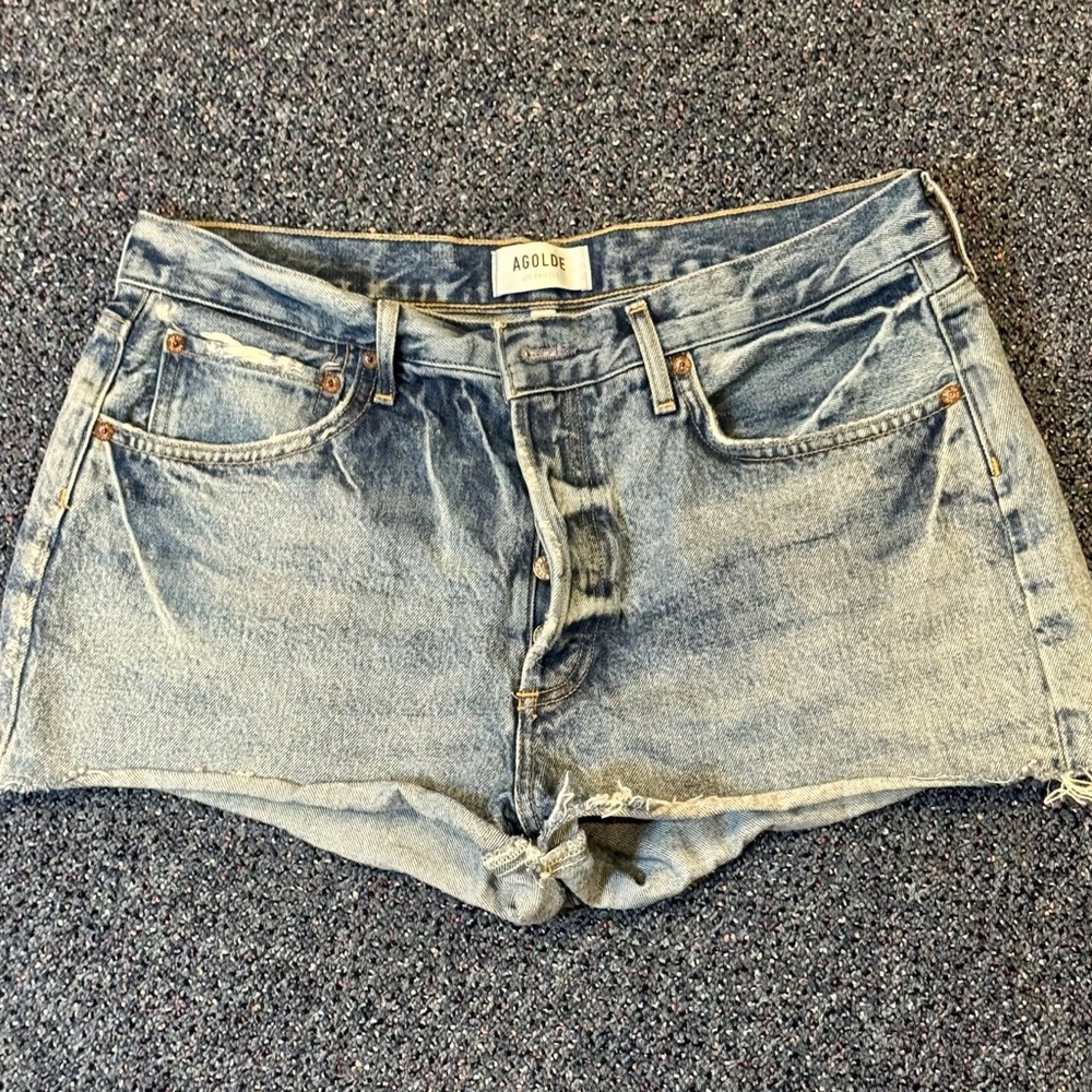Agolde Faded Blue Jean Shorts